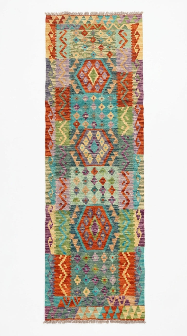 Handmade Flat Weave Kilim Rug 296 CM x 86 CM SK#1087