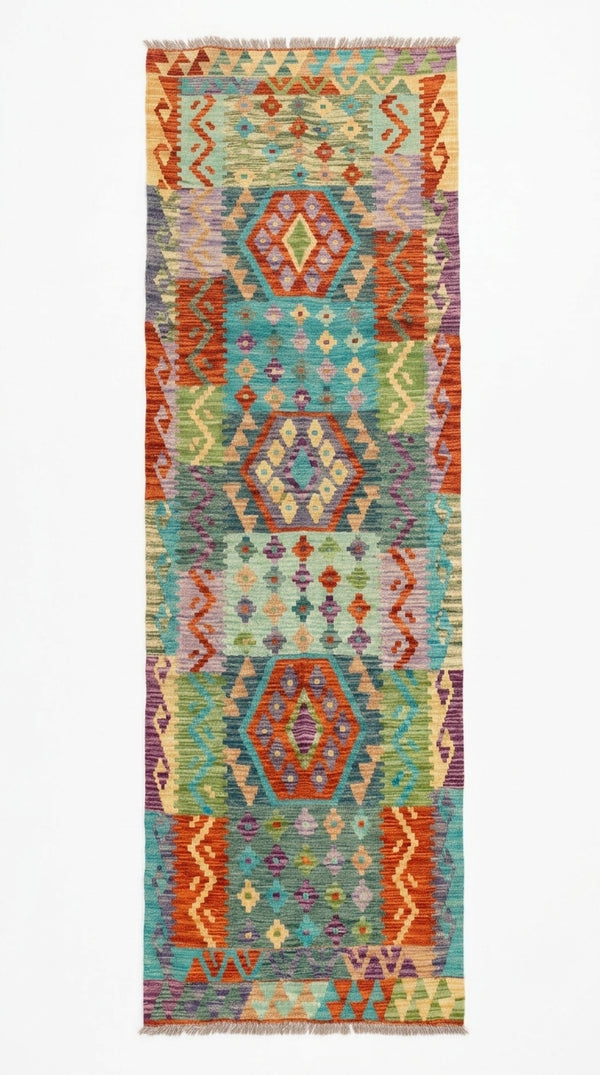 Handmade Flat Weave Kilim Rug 296 CM x 86 CM SK#1087