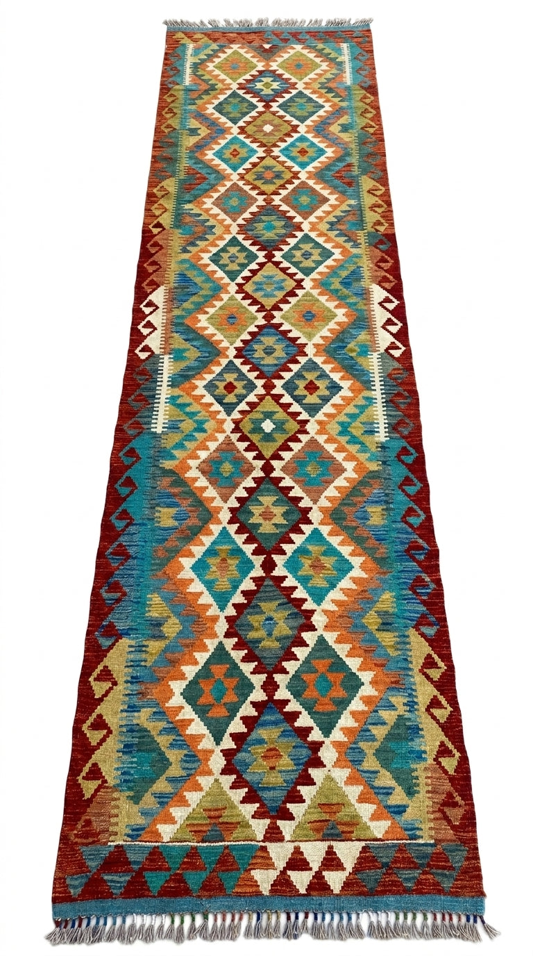 Handmade Flat Weave Kilim Rug 393 CM x 84 CM SK#1089