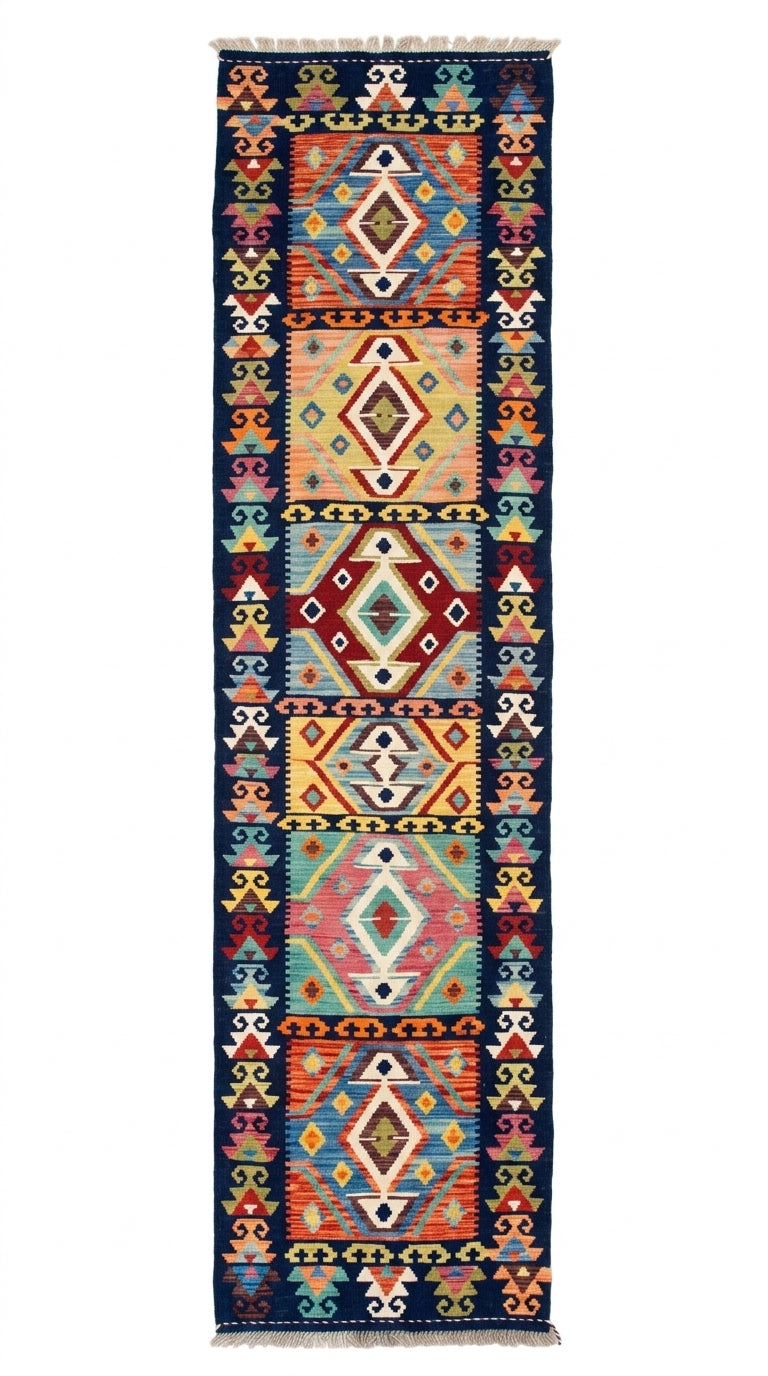 Handmade Flat Weave Kilim Rug 491 cm x 81 cm SK#1118