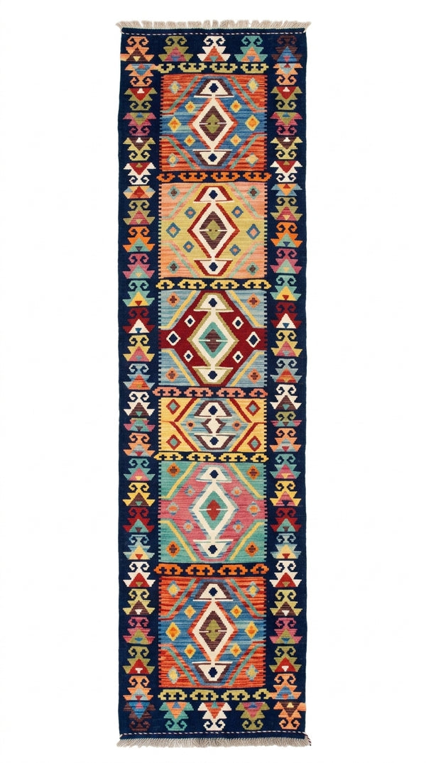 Handmade Flat Weave Kilim Rug 491 cm x 81 cm SK#1118