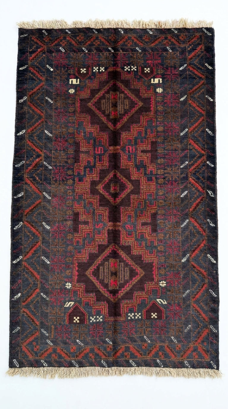 Handmade Traditional Afghan Balochi Rug 187 CM x 115 CM SK#1481