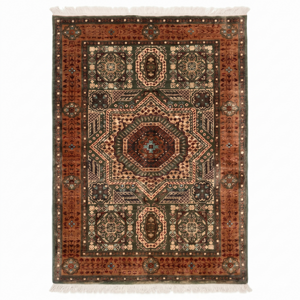 Hand Knotted Chobi Wool Rug  145 CM x 100 CM SK#387