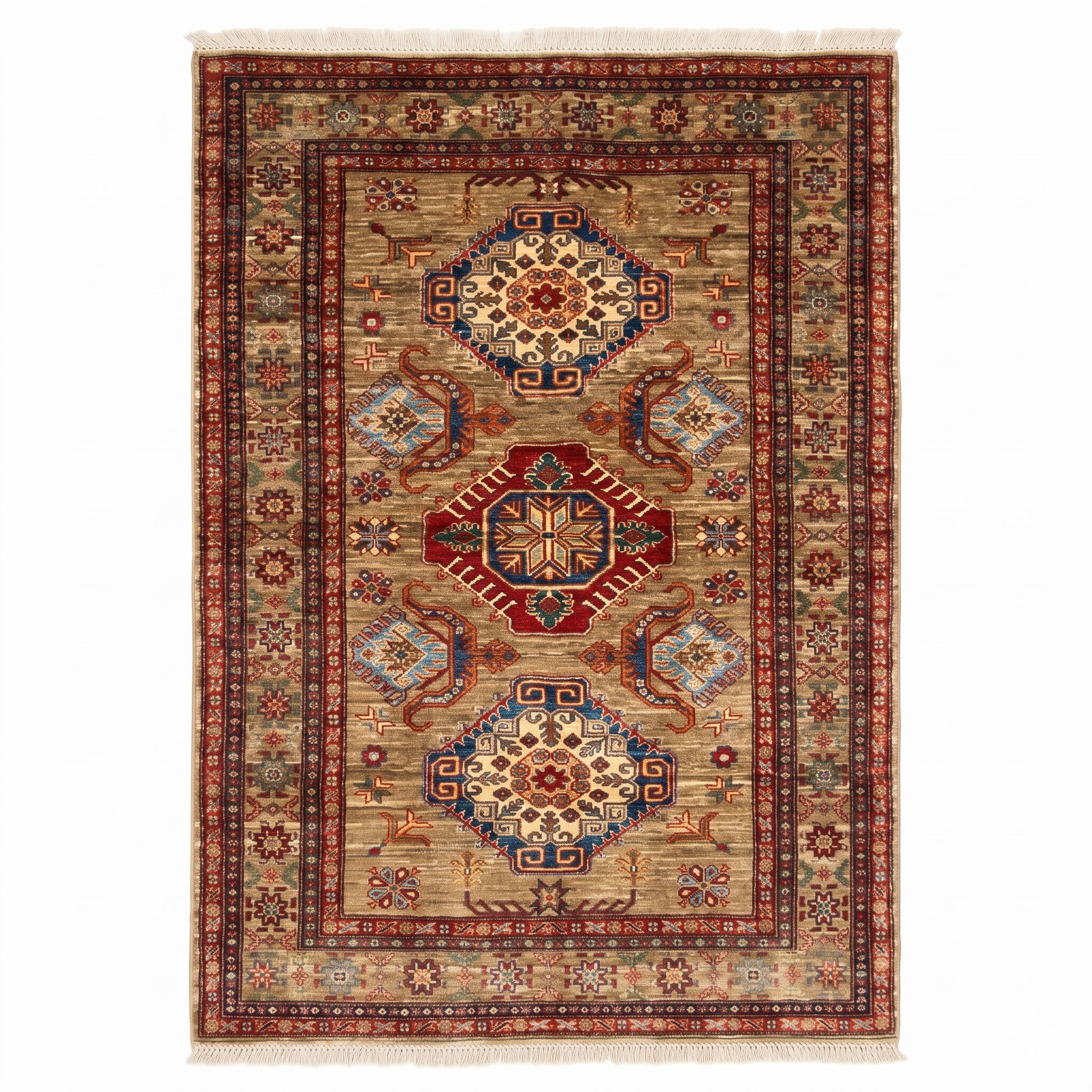 Hand Knotted Chobi Wool Rug  206 CM x 128 CM SK#402