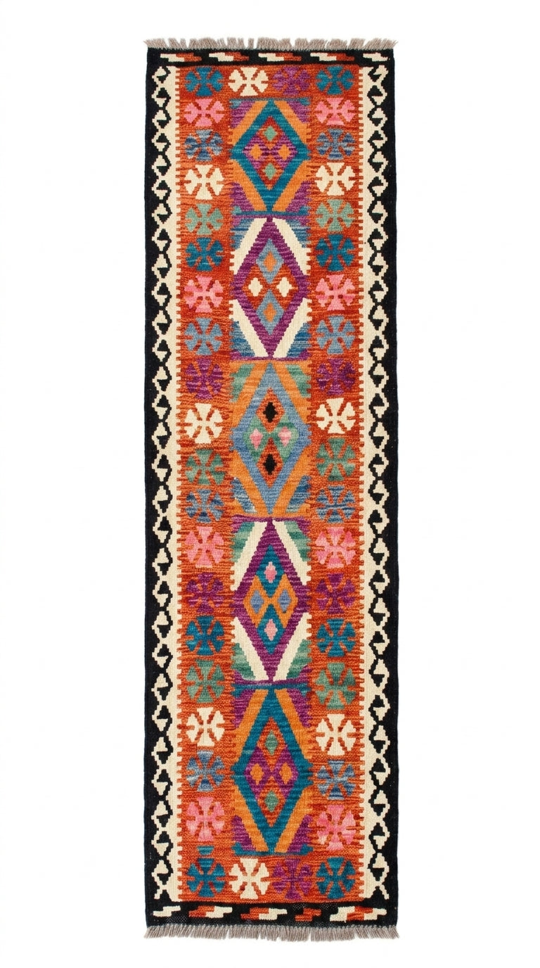 Handmade Afghan Chobi Kilim Hallway Runner Rug 199 CM x 73 CM SS # 100