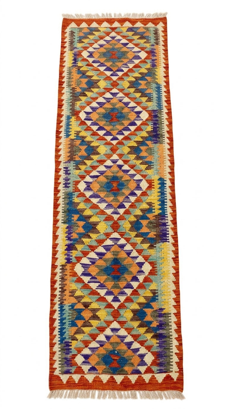 Handmade Afghan Chobi Kilim Hallway Runner Rug 201 CM x 71 CM SS # 101