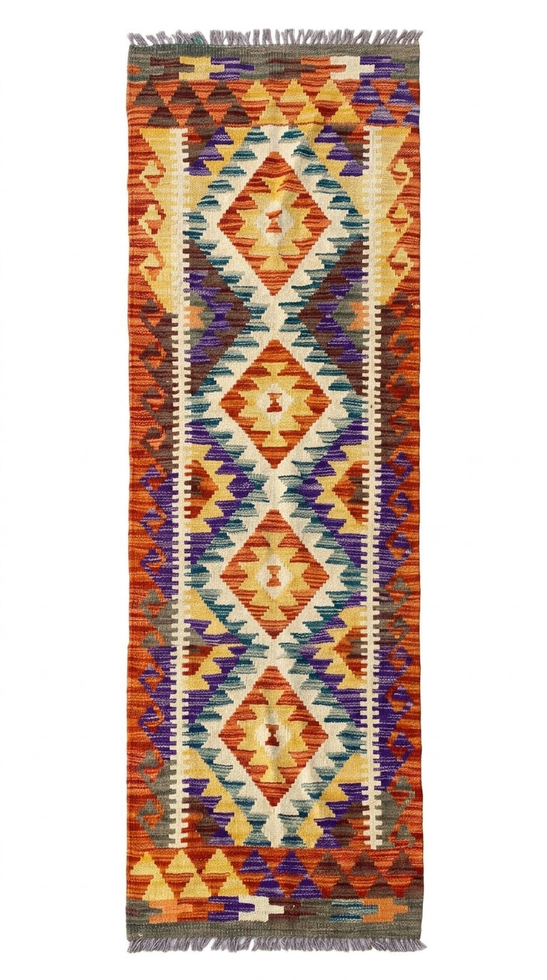 Handmade Afghan Chobi Kilim Hallway Runner Rug 192 CM x 70 CM SS # 102