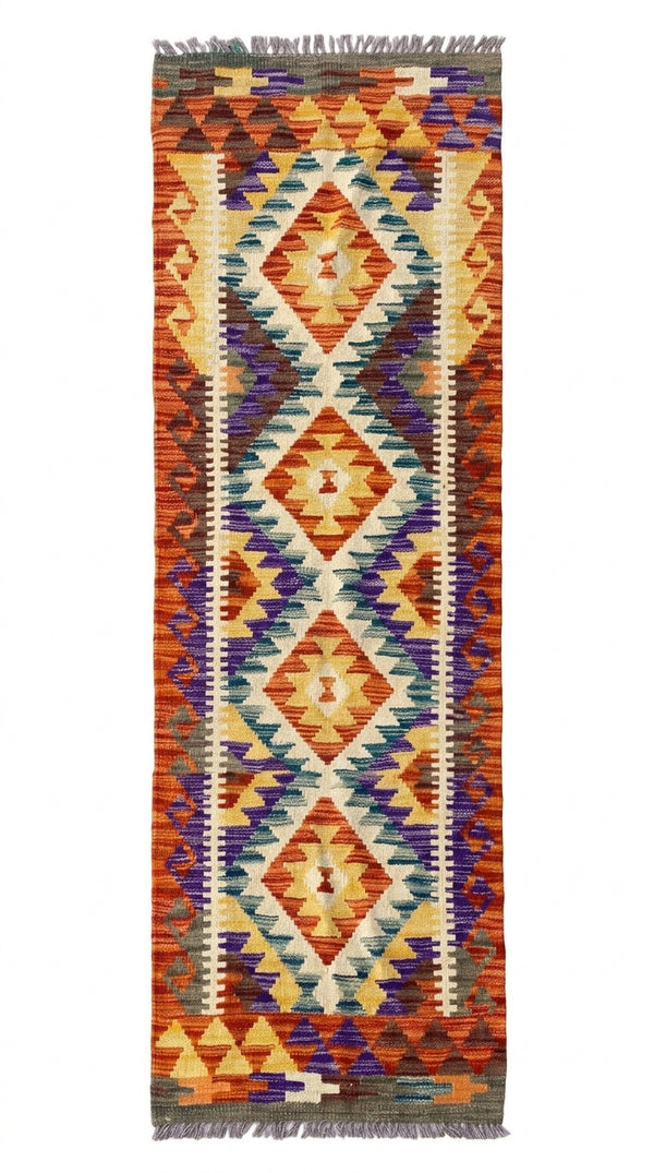 Handmade Afghan Chobi Kilim Hallway Runner Rug 192 CM x 70 CM SS # 102