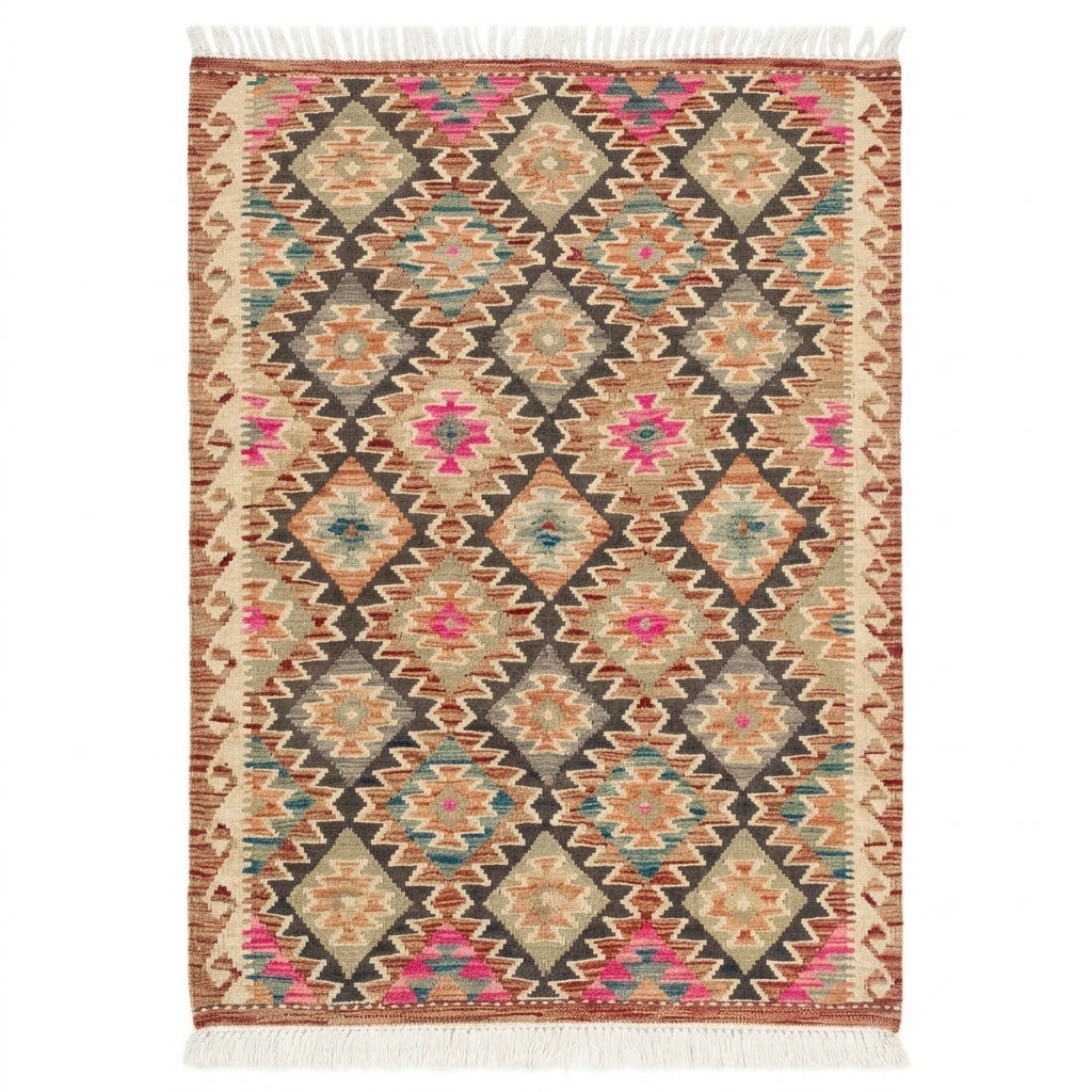 Handmade Afghan Chobi Kilim Rug 148 CM x  113 CM  SS # 117