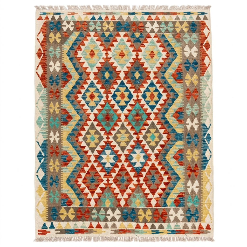 Handmade Afghan Chobi Kilim Rug 202  CM x  153 CM  SS # 133