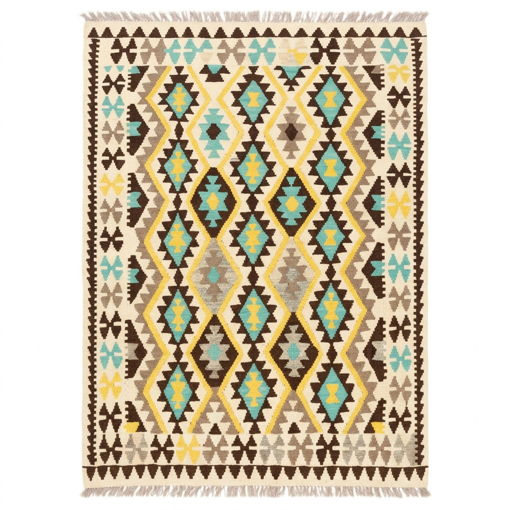 Handmade Afghan Chobi Kilim Rug 197 CM x  154 CM  SS # 134