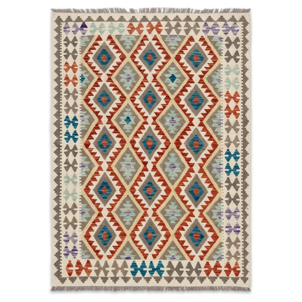 Handmade Afghan Chobi Kilim Rug 193 CM x  150 CM  SS # 136