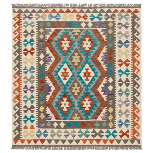 Handmade Afghan Chobi Kilim Rug 202 CM x  152 CM SS # 138