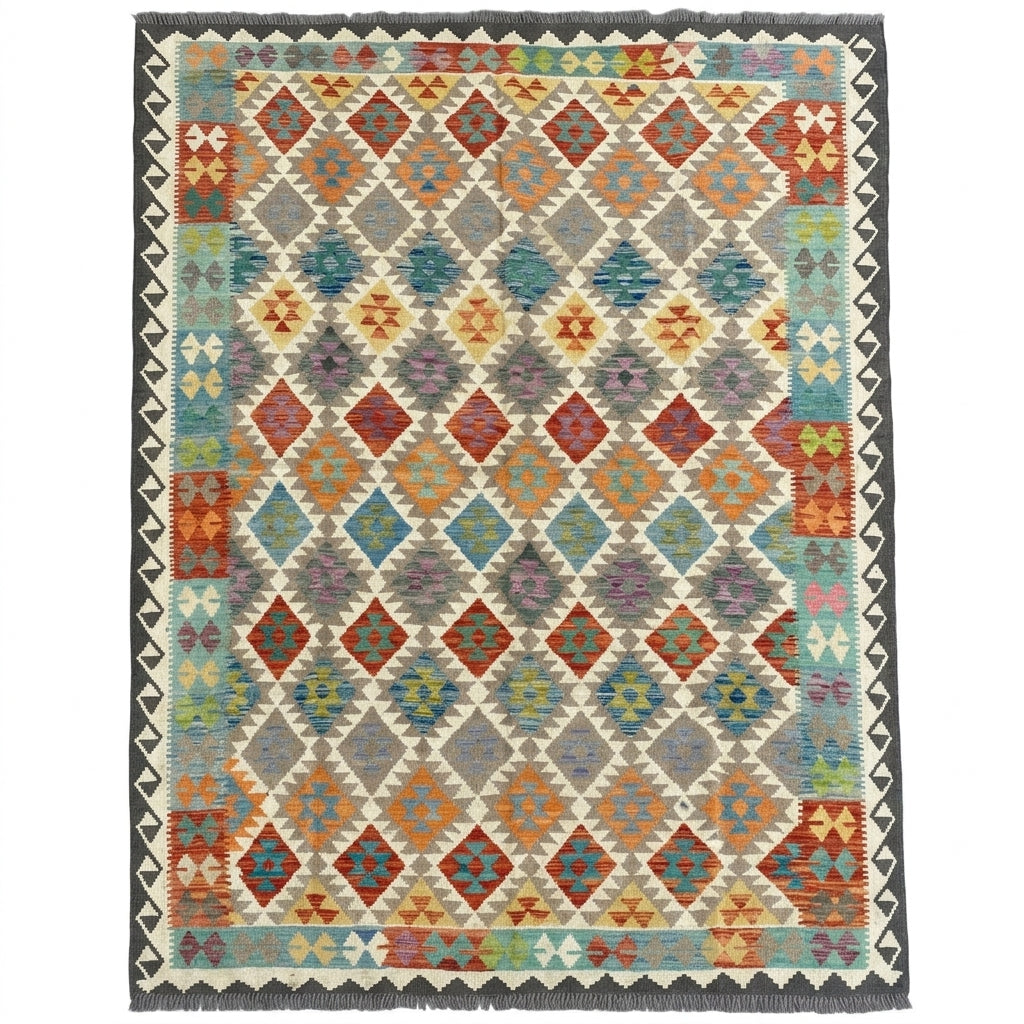 Handmade Afghan Chobi Kilim Rug 282 CM x  201 CM SS # 155