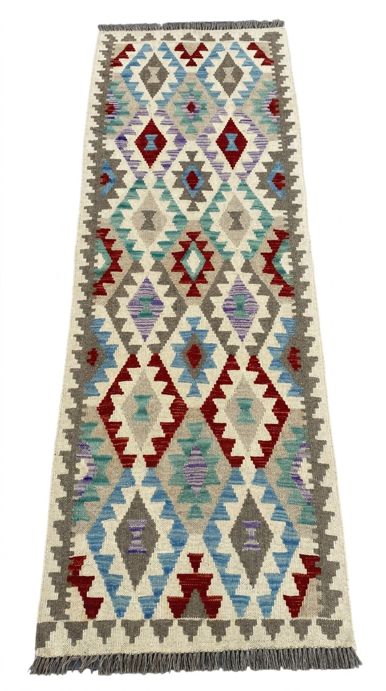 Handmade Afghan Chobi Kilim Hallway Runner Rug 200 CM x 81 CM  SS # 161