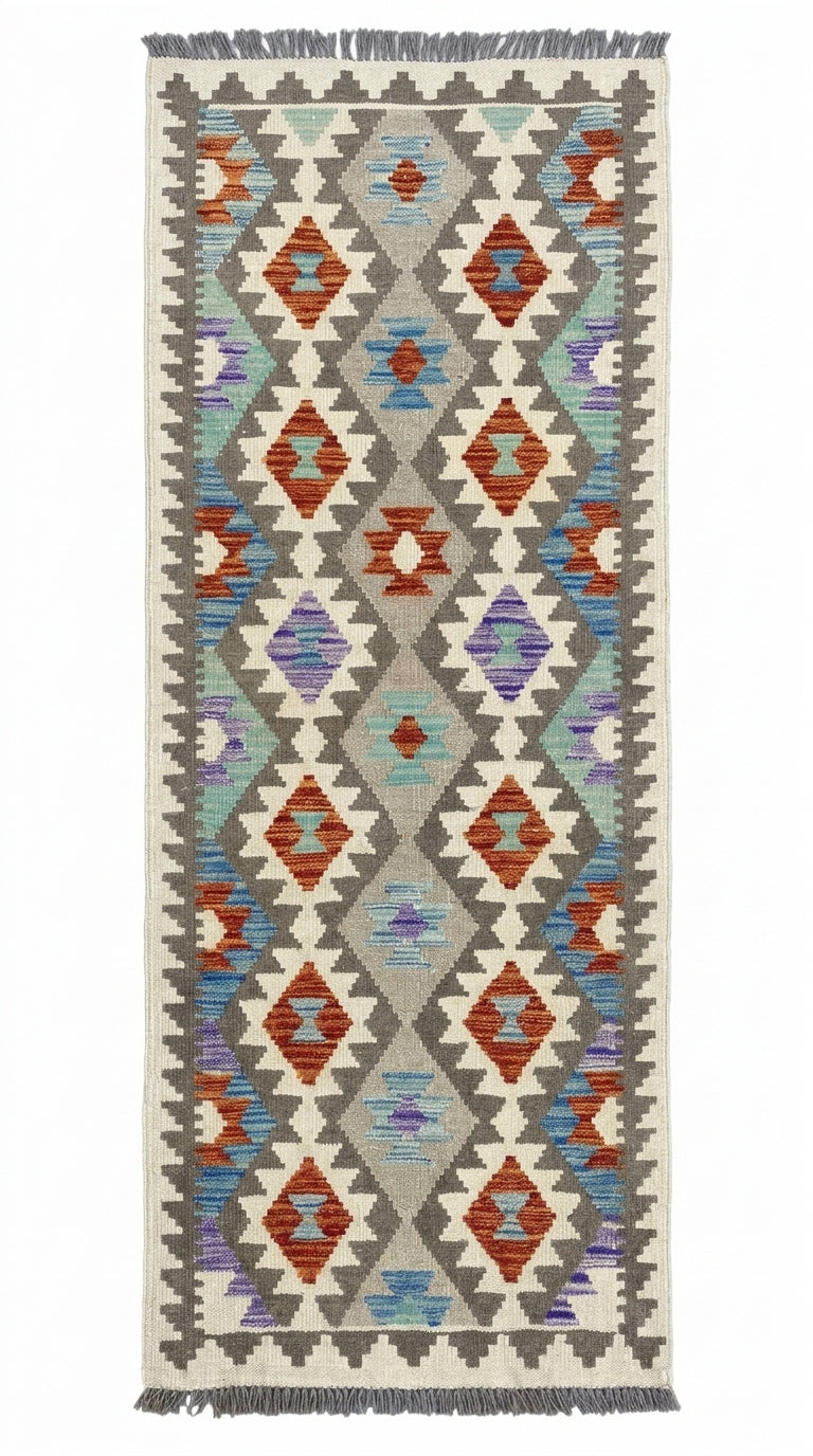 Handmade Afghan Chobi Kilim Hallway Runner Rug 196 CM x 81 CM SS # 164