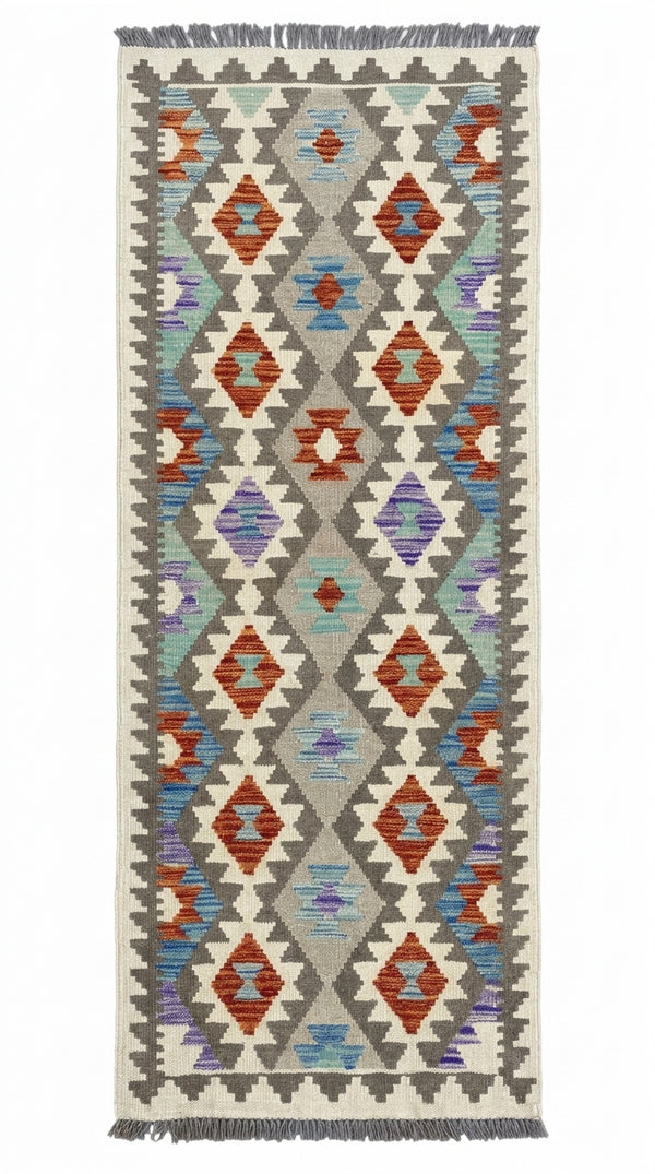 Handmade Afghan Chobi Kilim Hallway Runner Rug 196 CM x 81 CM SS # 164