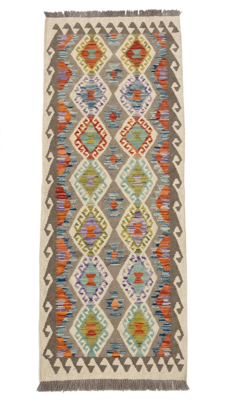 Handmade Afghan Chobi Kilim Hallway Runner Rug 201 CM x 81 CM SS # 169