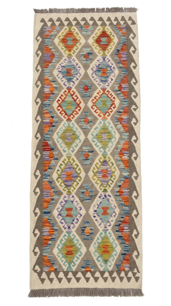 Handmade Afghan Chobi Kilim Hallway Runner Rug 201 CM x 81 CM SS # 169