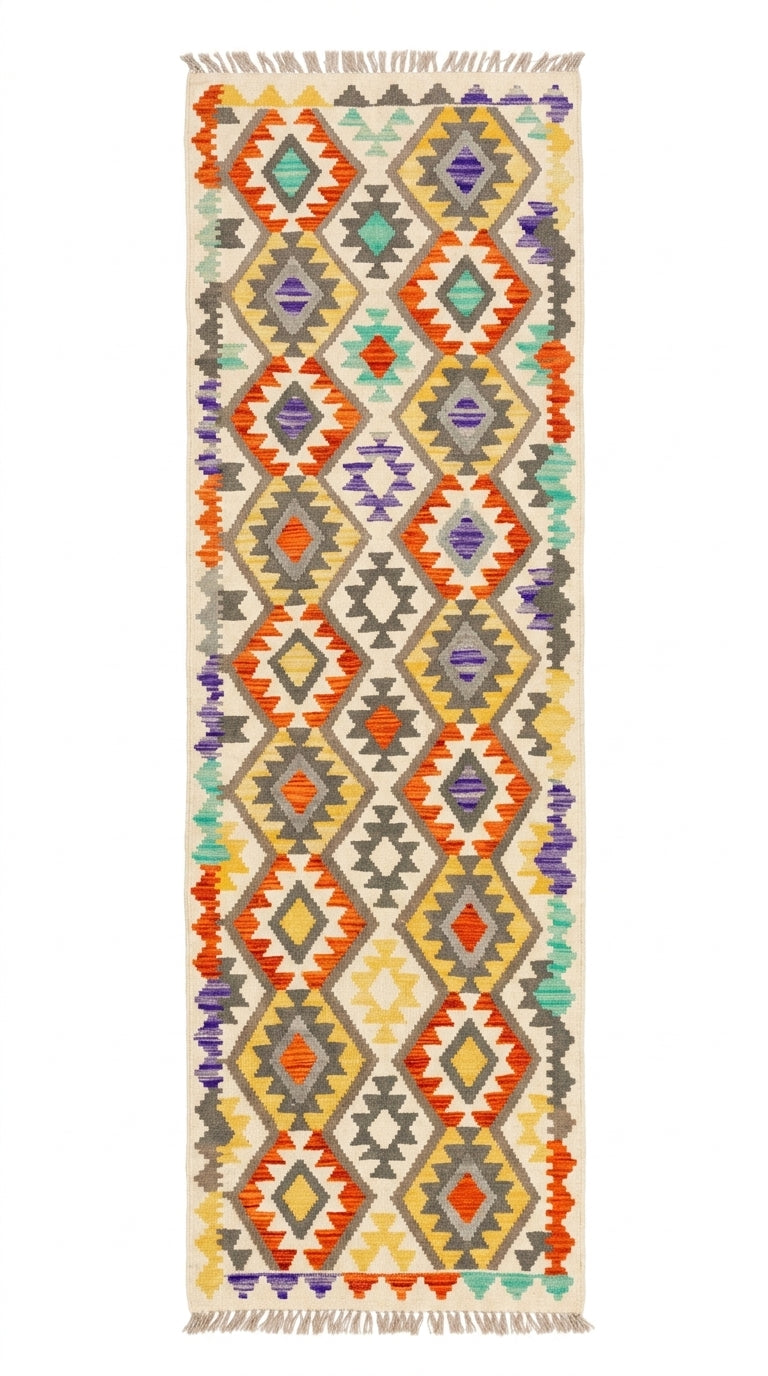 Handmade Afghan Chobi Kilim Hallway Runner Rug 301 CM x 81 CM SS # 181