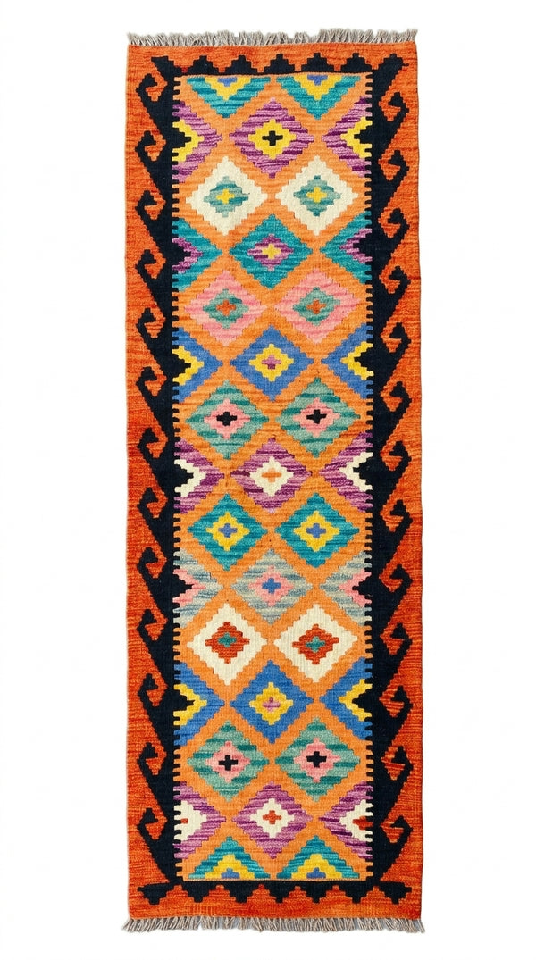 Handmade Afghan Chobi Kilim Hallway Runner Rug 193 CM x 70 CM SS # 94