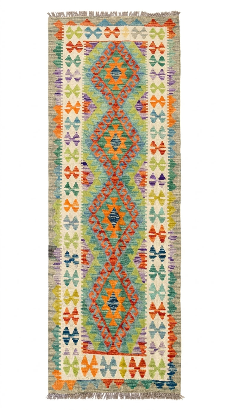 Handmade Afghan Chobi Kilim Hallway Runner Rug 200 CM x 71 CM  SS # 97