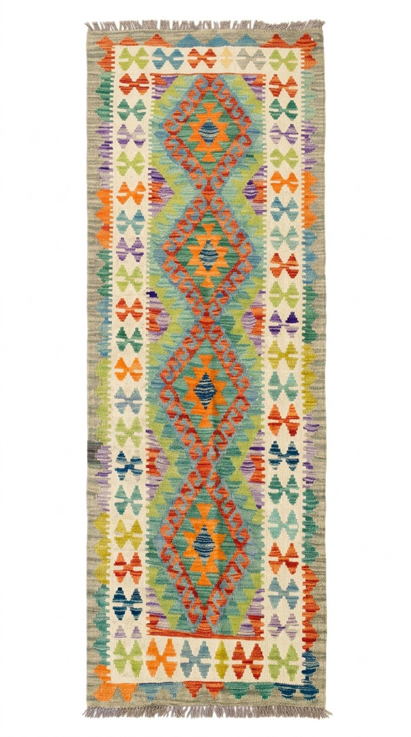 Handmade Afghan Chobi Kilim Hallway Runner Rug 200 CM x 71 CM  SS # 97