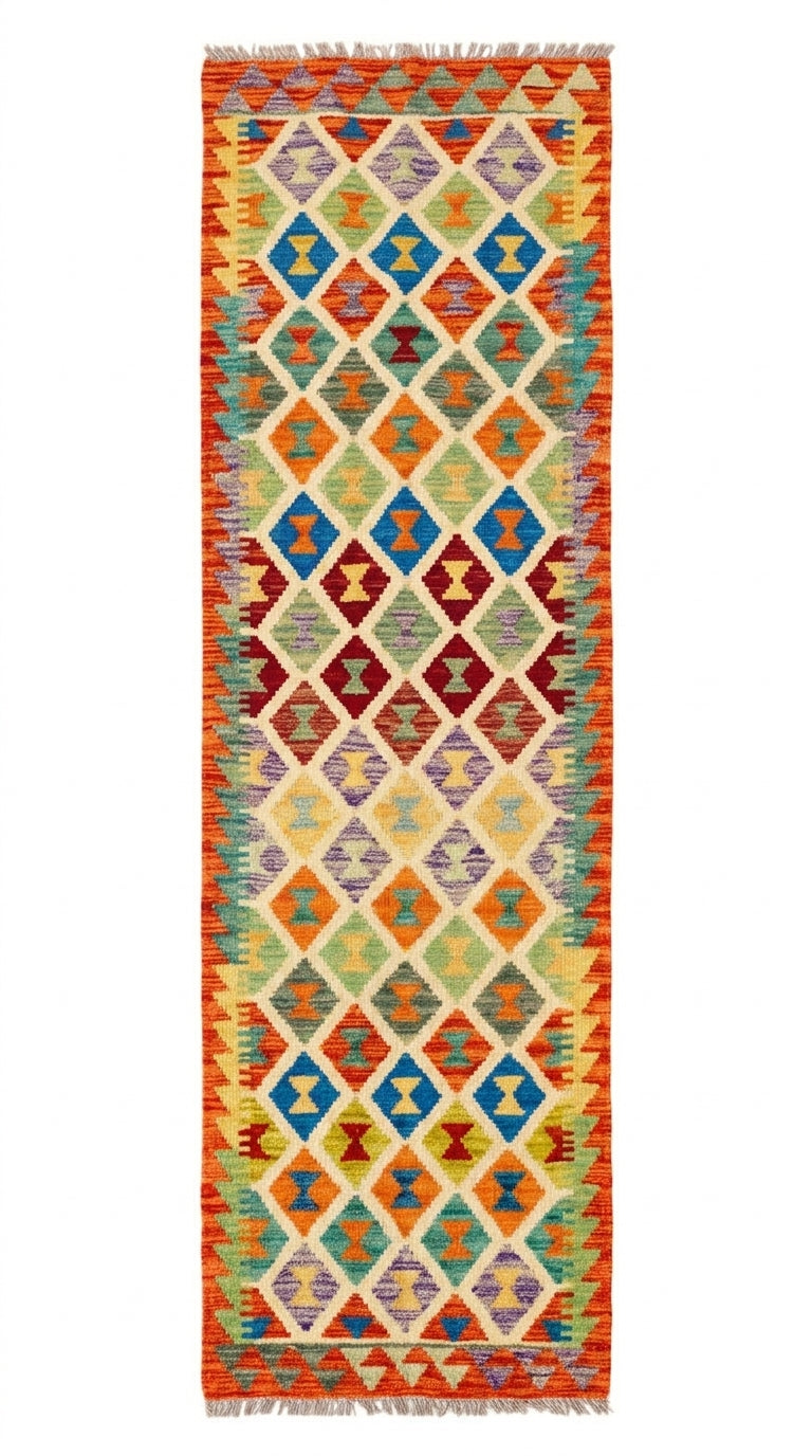 Handmade Afghan Chobi Kilim Hallway Runner Rug 190  CM x 72 CM SS # 98