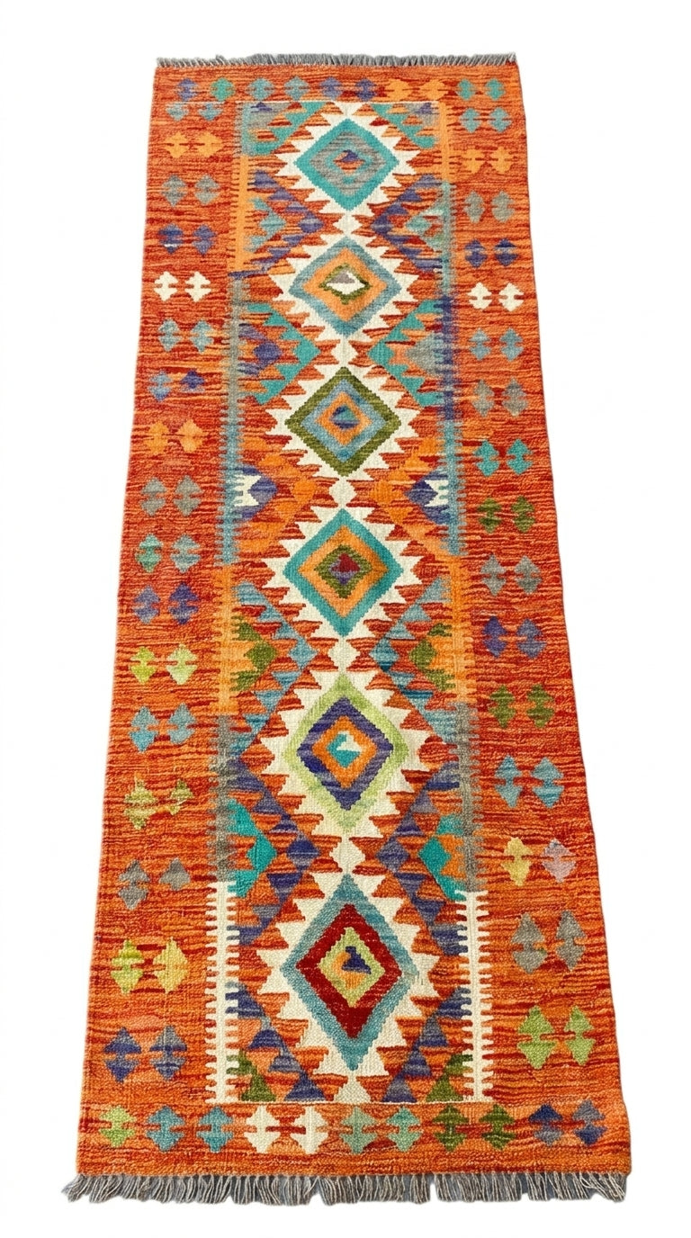 Handmade Afghan Chobi Kilim Hallway Runner Rug 191  CM x 74 CM SS # 99