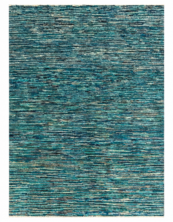 Handmade Coastal Blue Modern Rug, 188 CM x 143 CM
