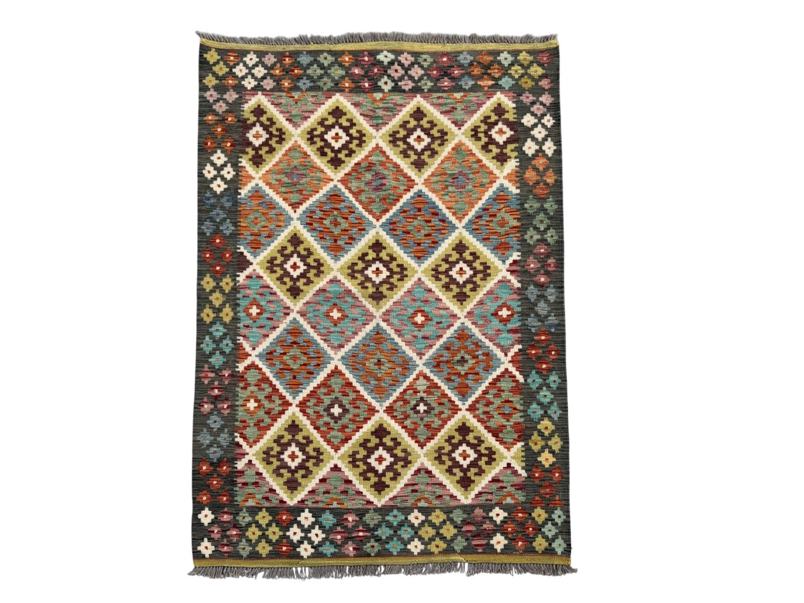 Handmade Afghan Chobi Kilim Rug  206 CM x 153 CM  SK #1398