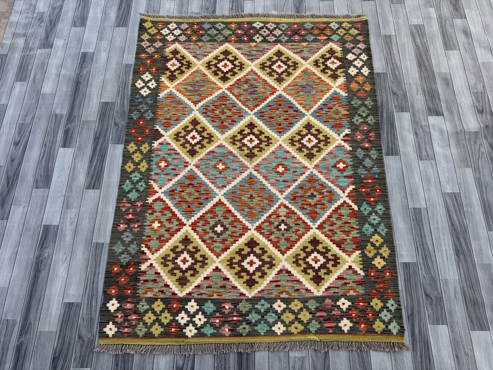 Handmade Afghan Chobi Kilim Rug  206 CM x 153 CM  SK #1398