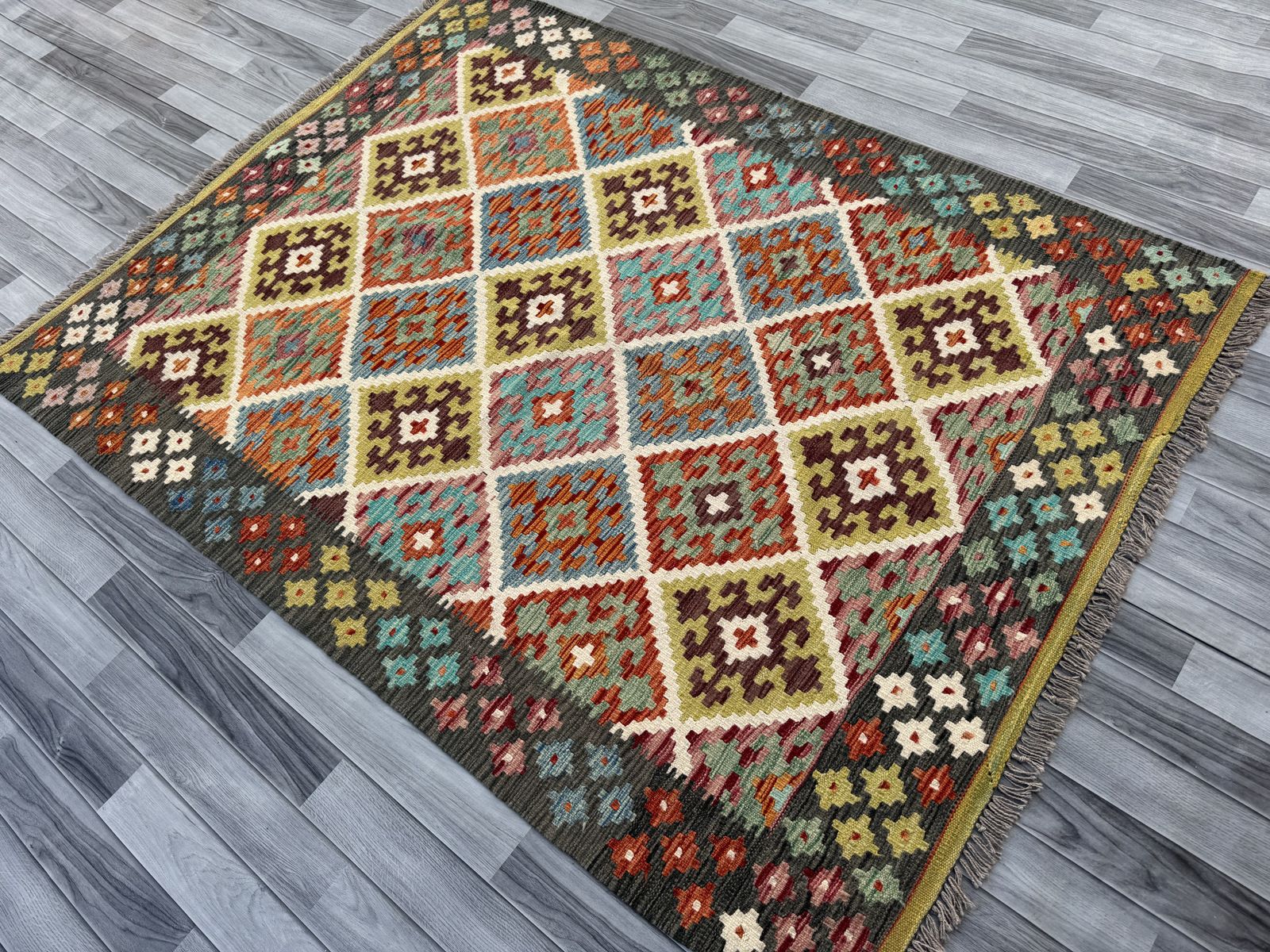 Handmade Afghan Chobi Kilim Rug  206 CM x 153 CM  SK #1398