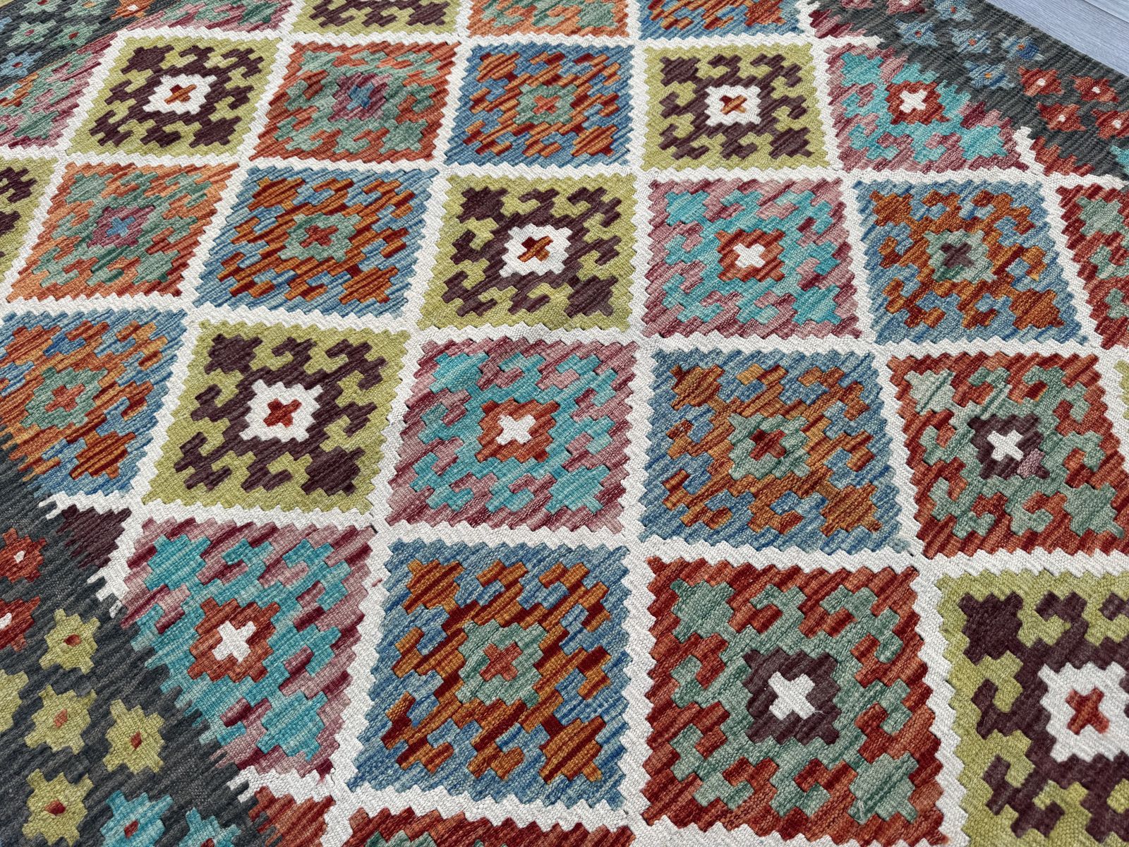 Handmade Afghan Chobi Kilim Rug  206 CM x 153 CM  SK #1398