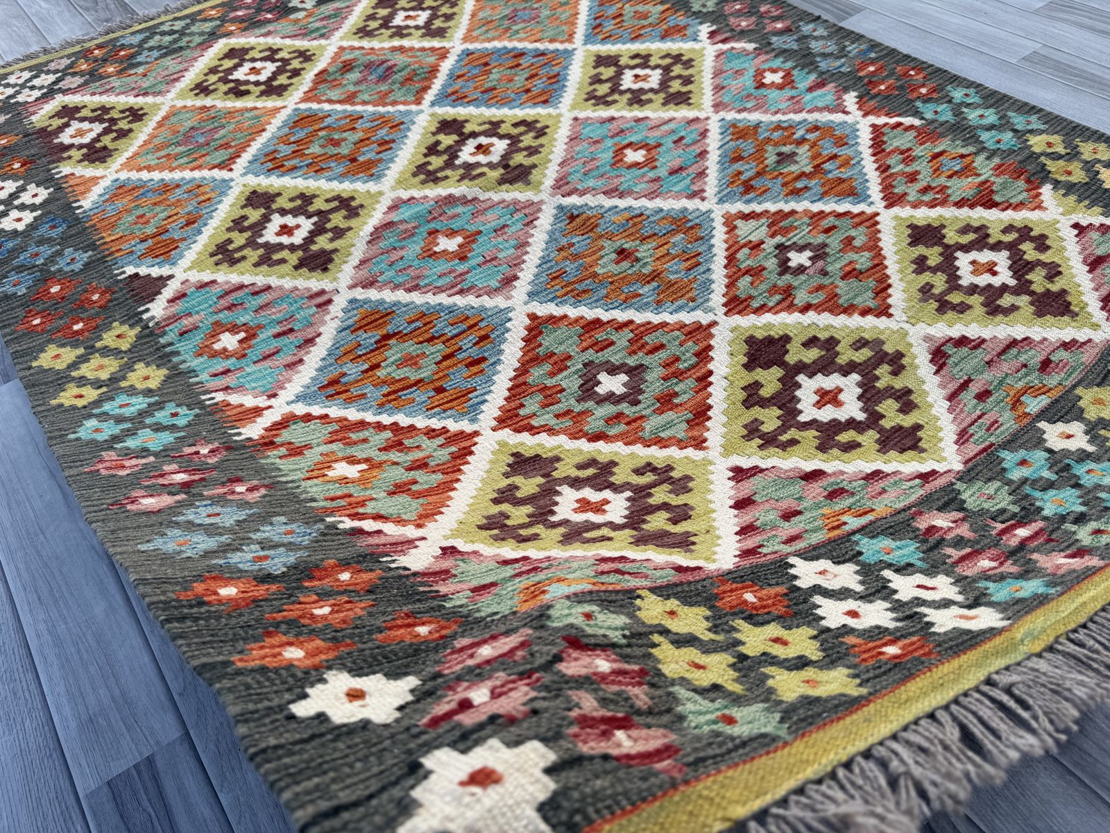 Handmade Afghan Chobi Kilim Rug  206 CM x 153 CM  SK #1398