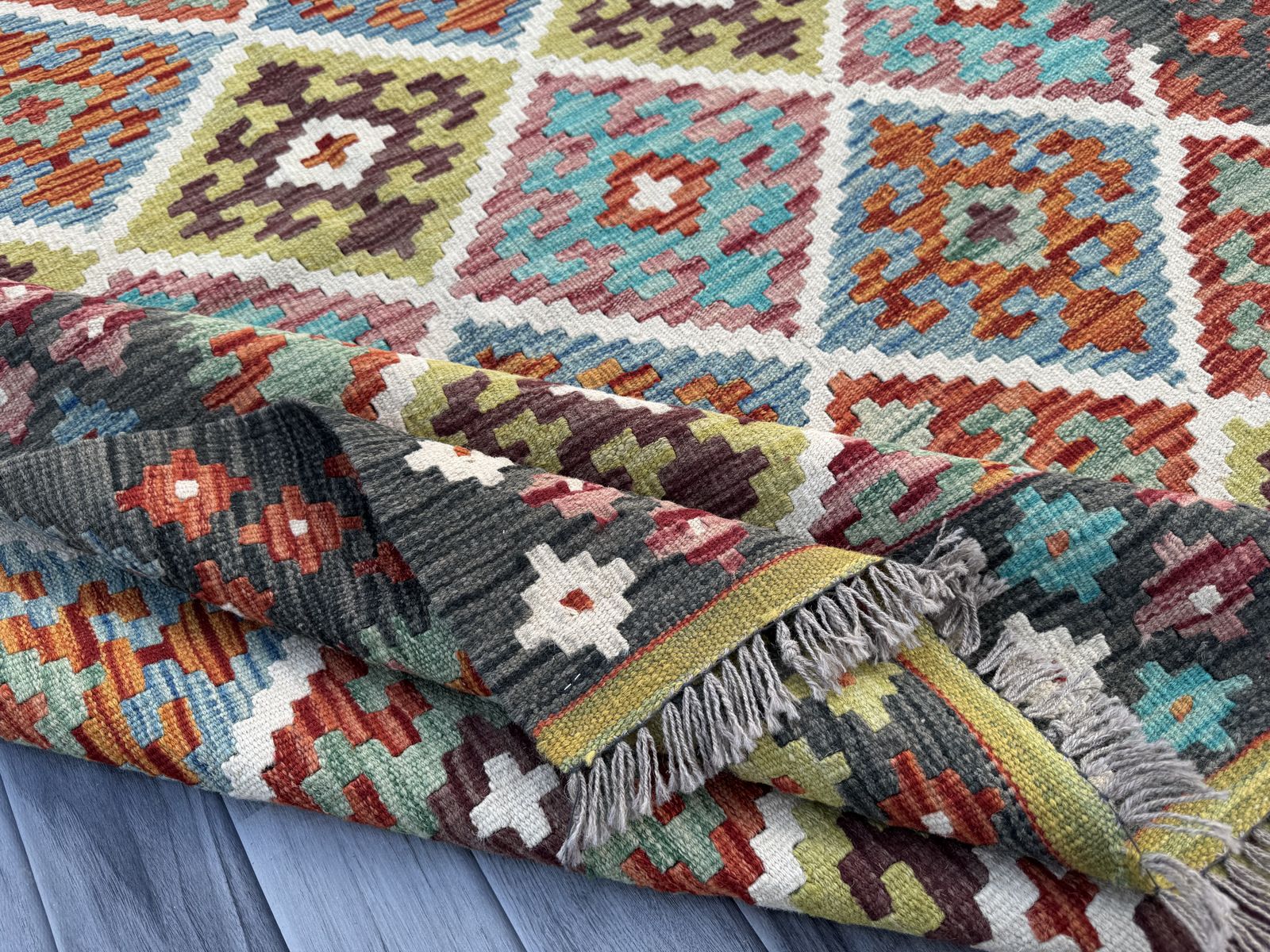 Handmade Afghan Chobi Kilim Rug  206 CM x 153 CM  SK #1398