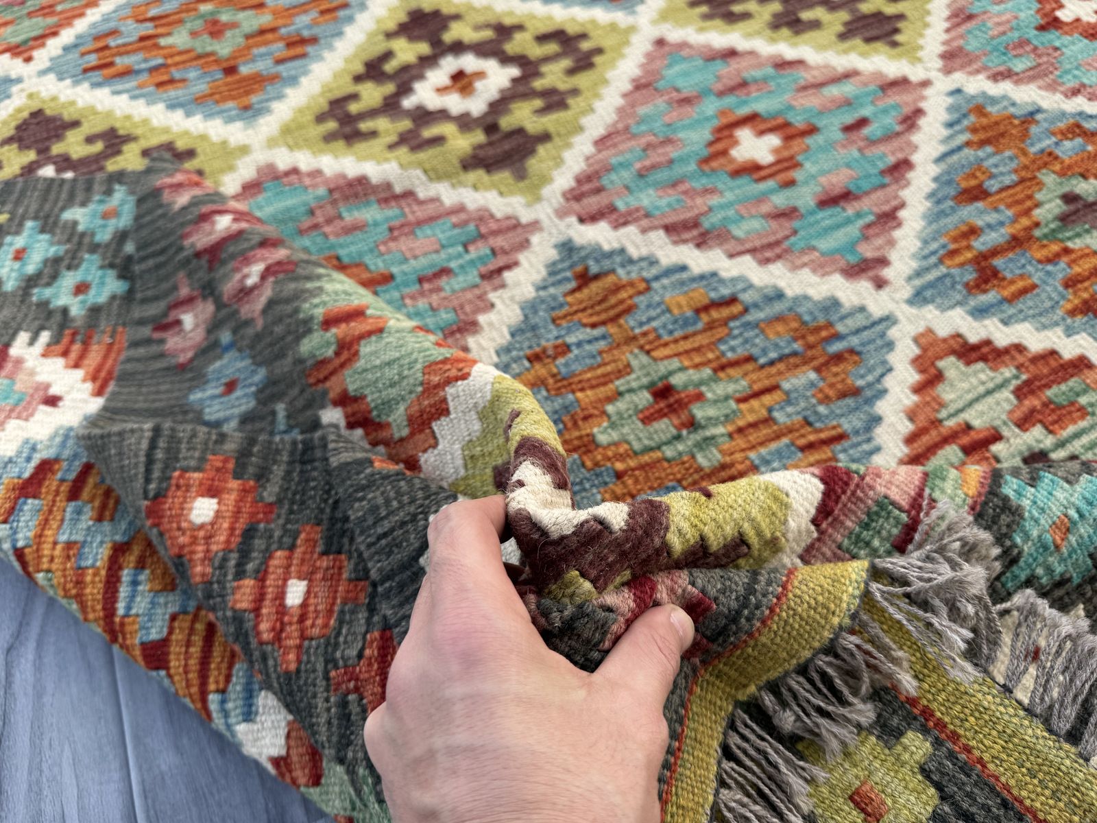 Handmade Afghan Chobi Kilim Rug  206 CM x 153 CM  SK #1398