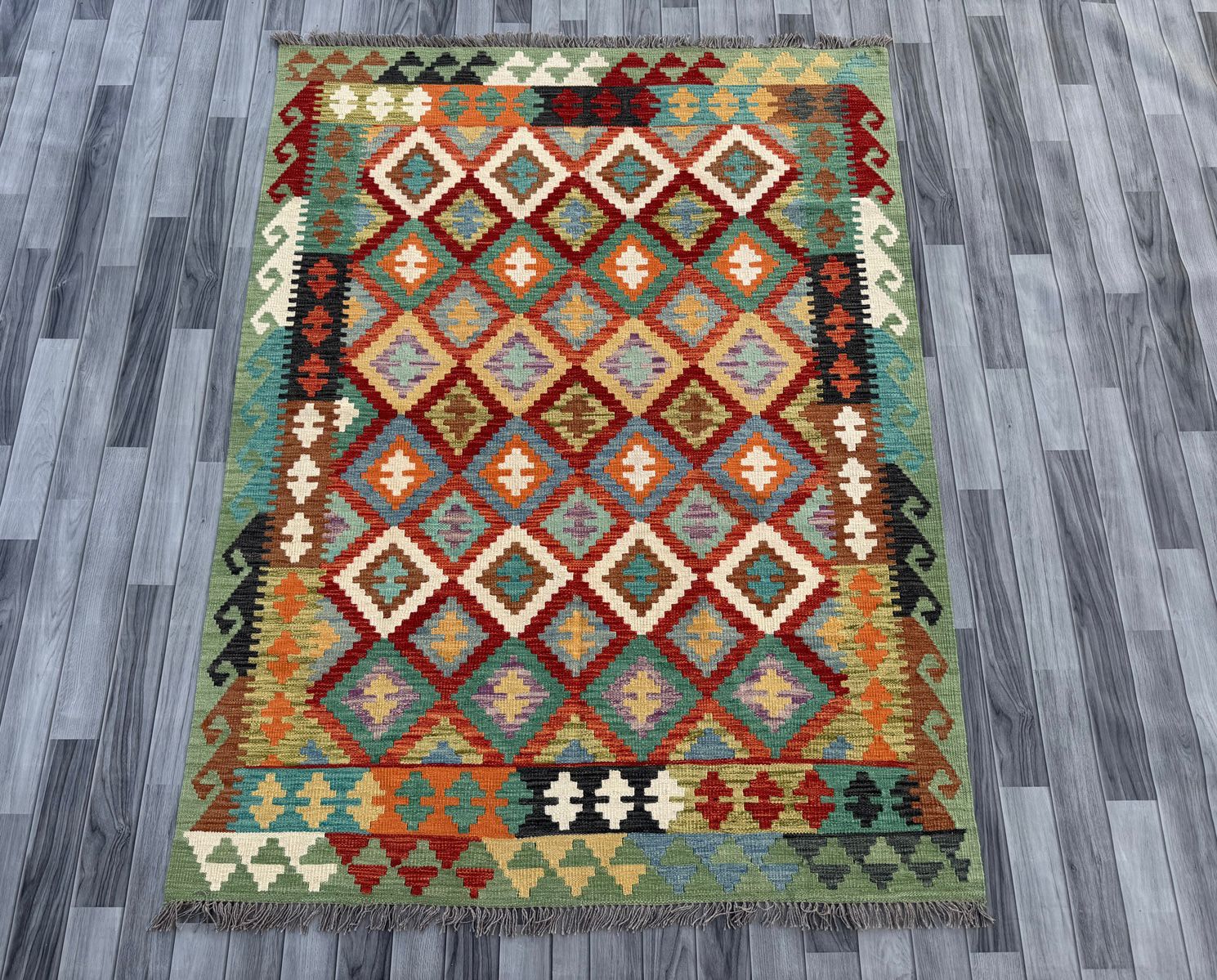 Handmade Afghan Chobi Kilim Rug  200 CM x 152 CM  SK #1397