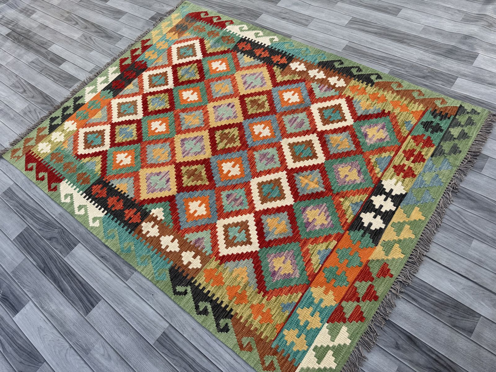 Handmade Afghan Chobi Kilim Rug  200 CM x 152 CM  SK #1397