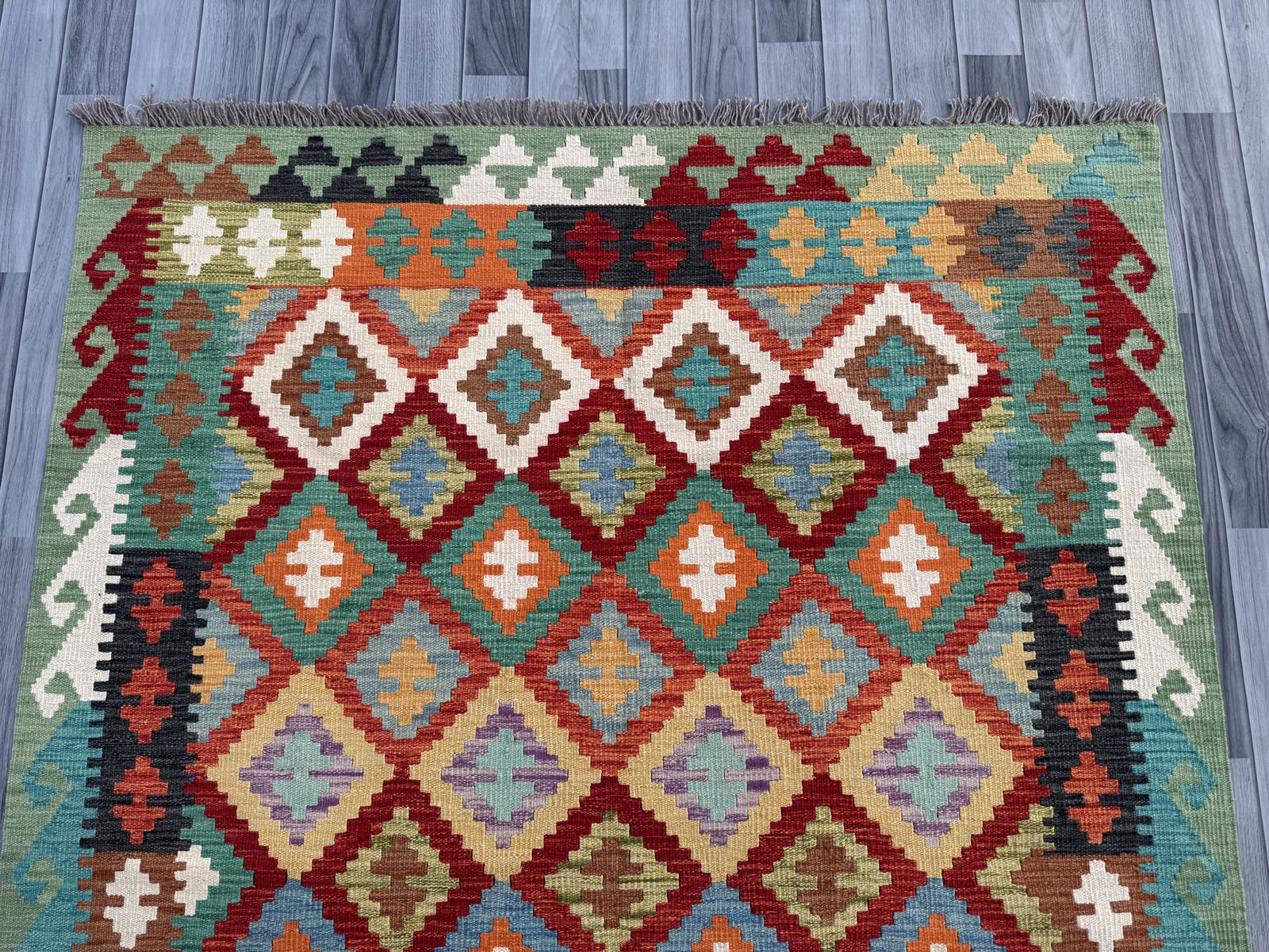 Handmade Afghan Chobi Kilim Rug  200 CM x 152 CM  SK #1397
