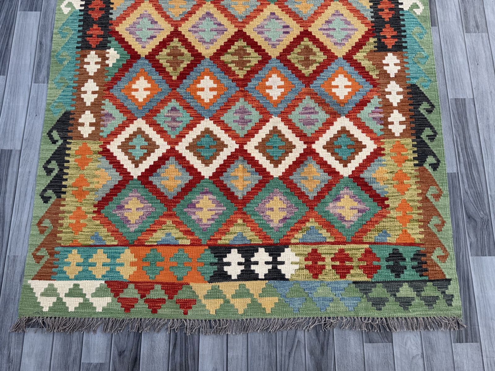 Handmade Afghan Chobi Kilim Rug  200 CM x 152 CM  SK #1397