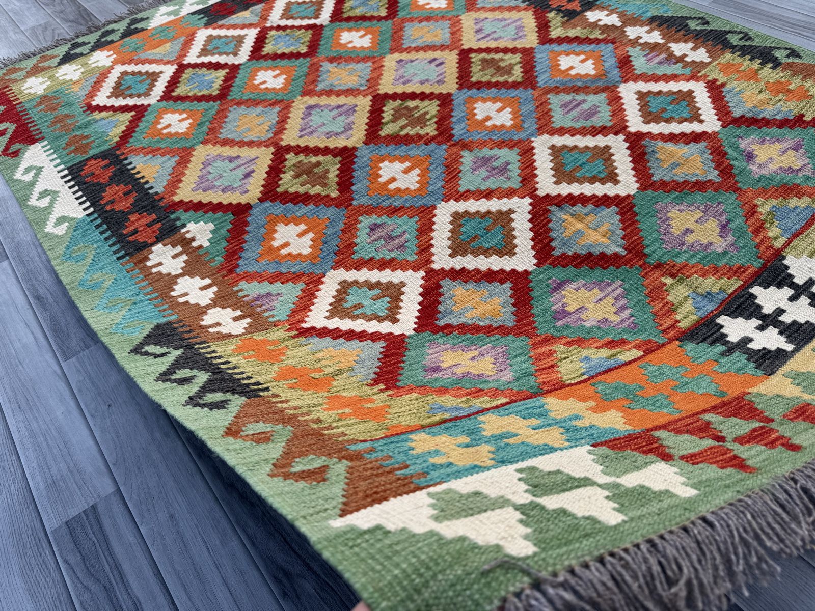 Handmade Afghan Chobi Kilim Rug  200 CM x 152 CM  SK #1397