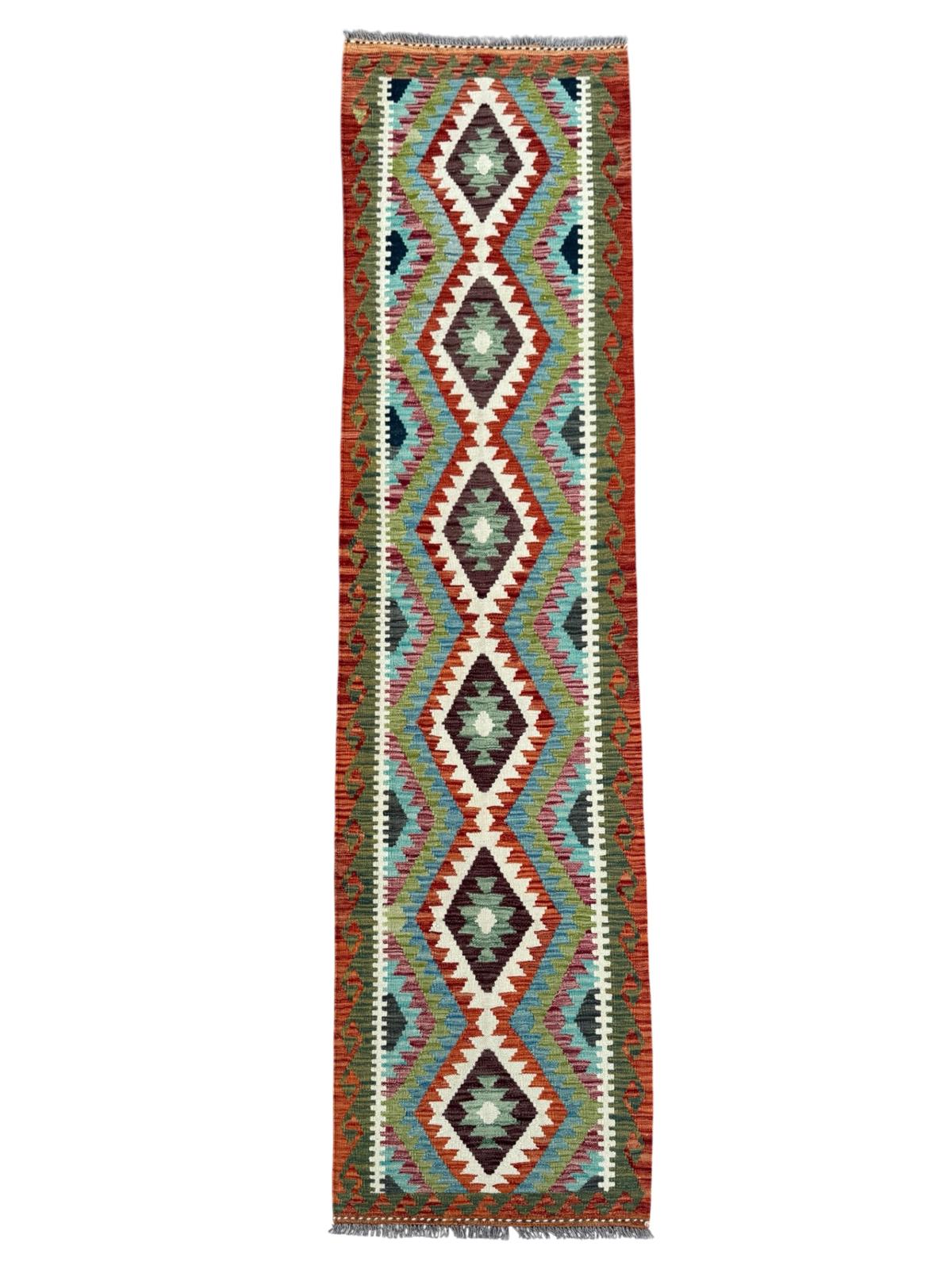 Handmade Afghan Chobi Kilim Runner Rug 296 CM x 83 CM  SK # 1422