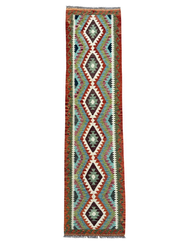Handmade Afghan Chobi Kilim Runner Rug 296 CM x 83 CM  SK # 1422
