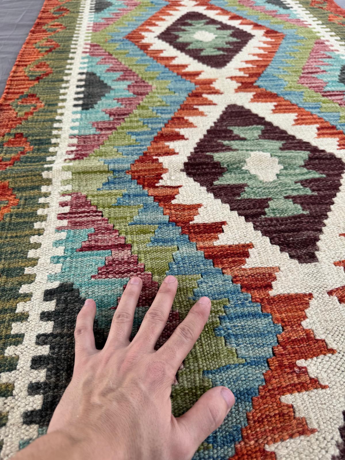Handmade Afghan Chobi Kilim Runner Rug 296 CM x 83 CM  SK # 1422