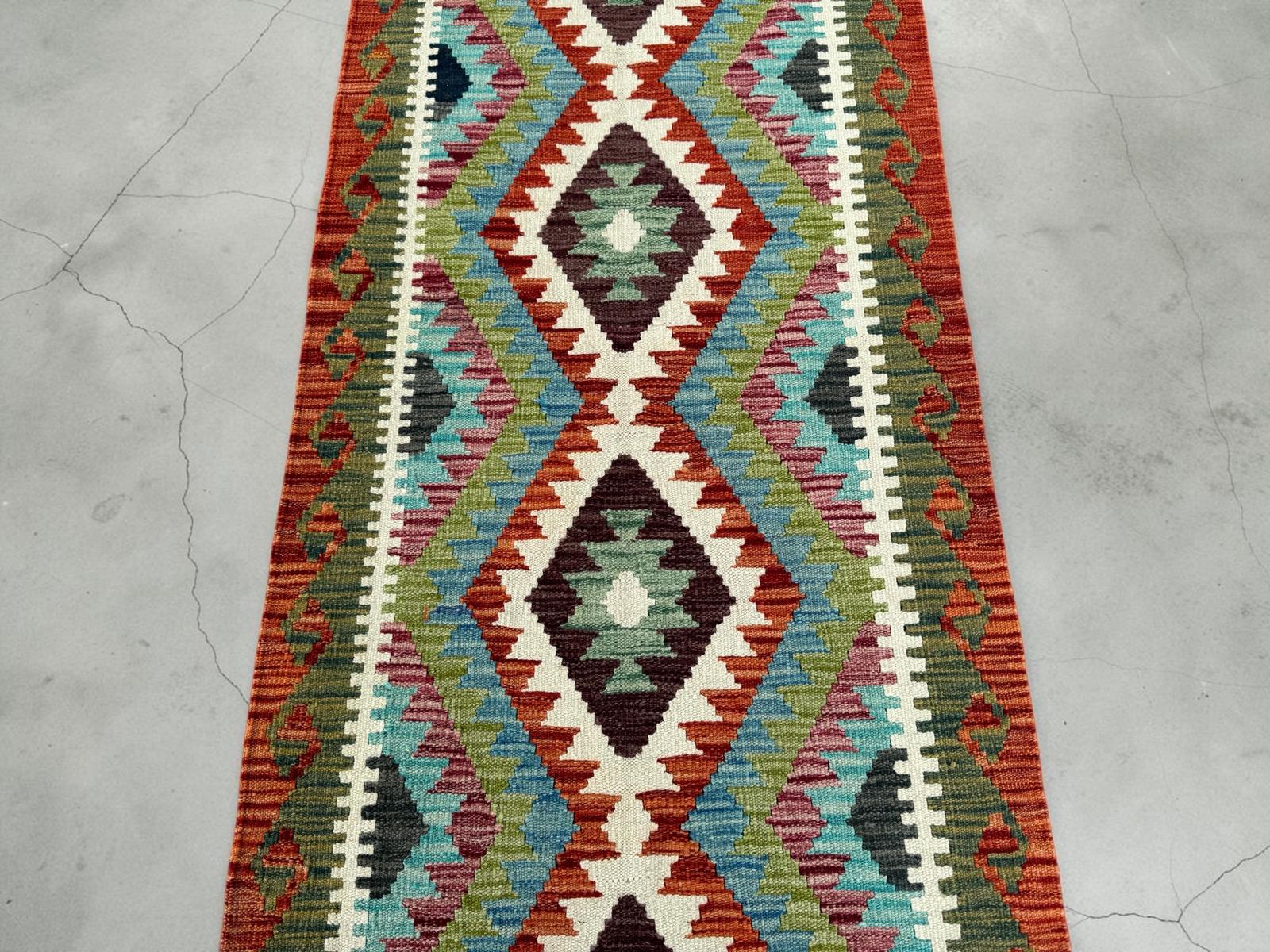 Handmade Afghan Chobi Kilim Runner Rug 296 CM x 83 CM  SK # 1422