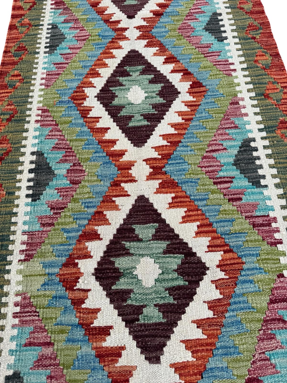 Handmade Afghan Chobi Kilim Runner Rug 296 CM x 83 CM  SK # 1422