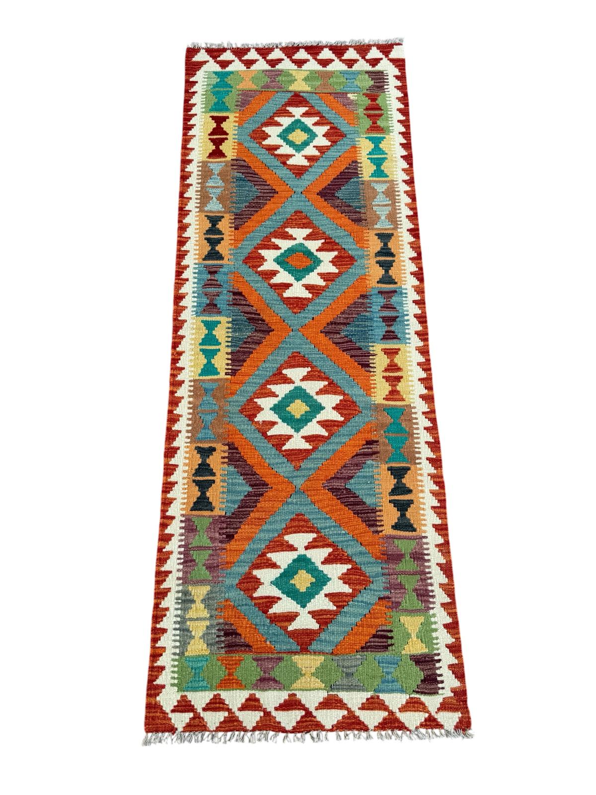 Handmade Afghan Chobi Kilim Runner Rug 203 CM x 72 CM SK # 1423