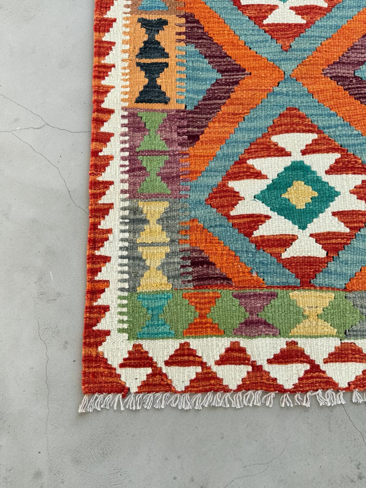 Handmade Afghan Chobi Kilim Runner Rug 203 CM x 72 CM SK # 1423