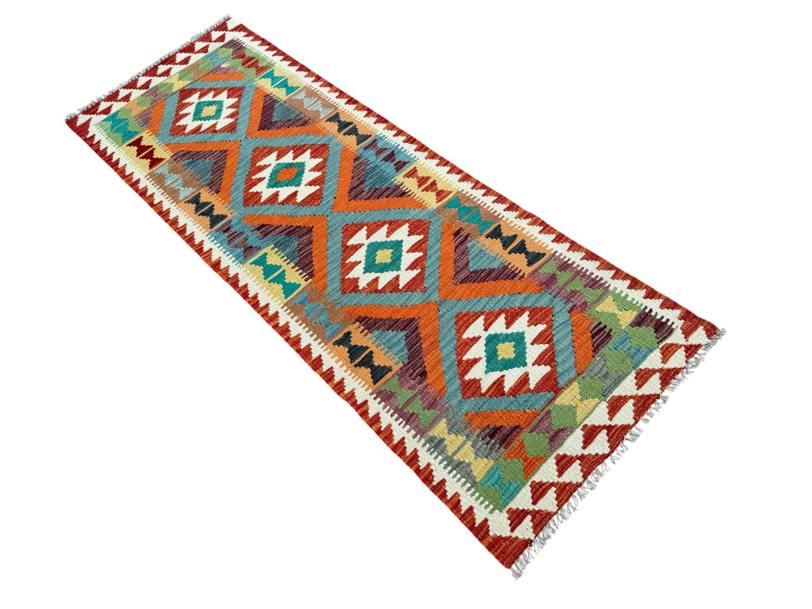 Handmade Afghan Chobi Kilim Runner Rug 203 CM x 72 CM SK # 1423